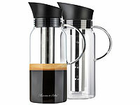 Rosenstein & Söhne 2er Set Cold-Brew-Kaffeebereiter aus Glas, Edelstahlfilter, 1.200 ml