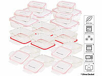 Rosenstein & Söhne 5in1-Glas XL-Frischhaltedosen-Set, 32-tlg, Clip-Deckel,-40 bis +400 C°; Lunchbox-Sets 