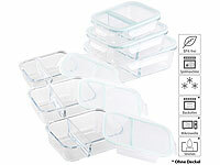 Rosenstein & Söhne 6er-Set Glas-Frischhaltedosen, Klick-Deckel, 2 Kammern, -40 bis 450 °C; Lunchbox-Sets 